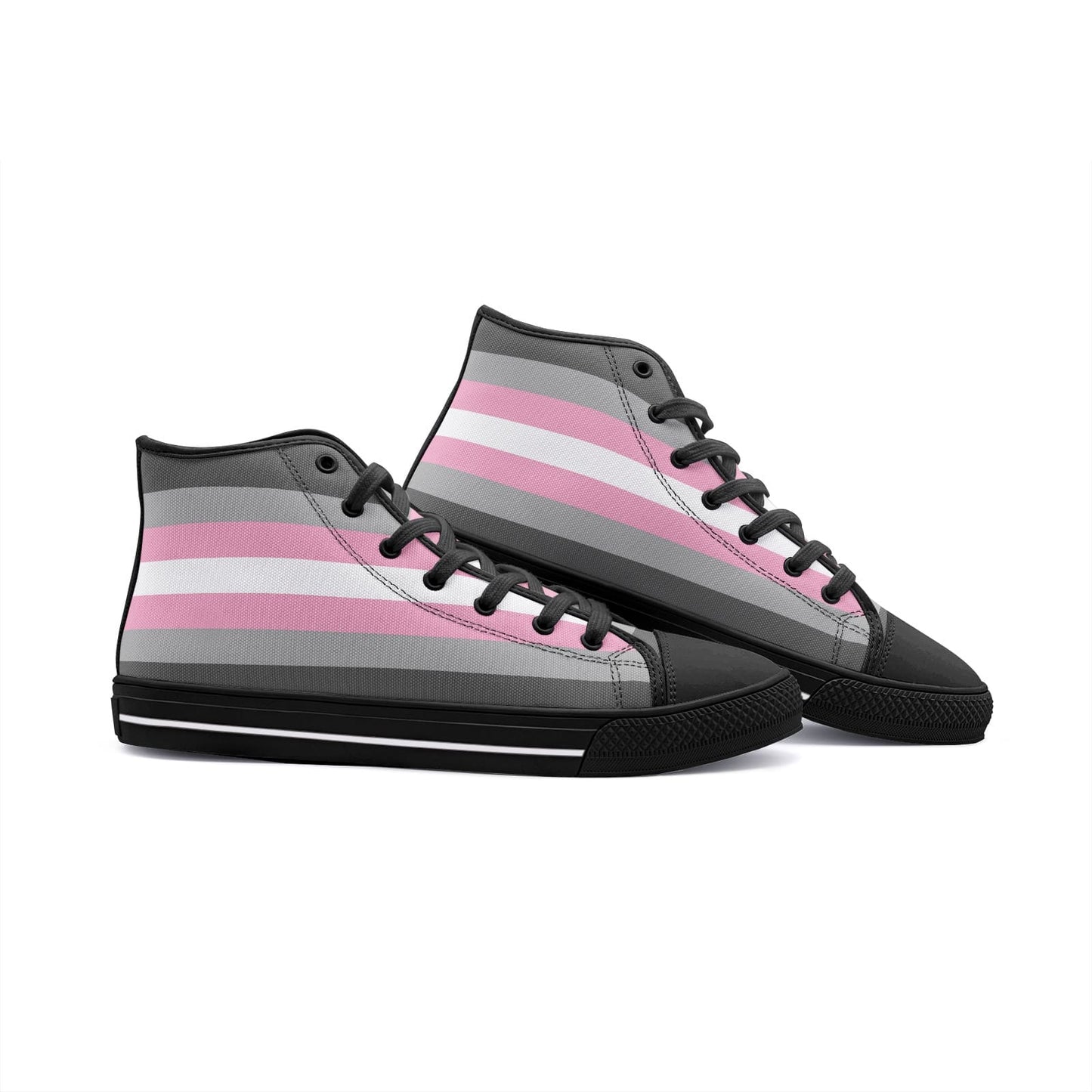 demigirl shoes, demiwoman pride flag sneakers, black