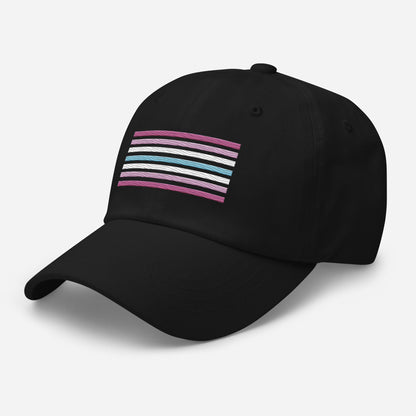 femboy hat, femboi pride flag embroidered cap, left