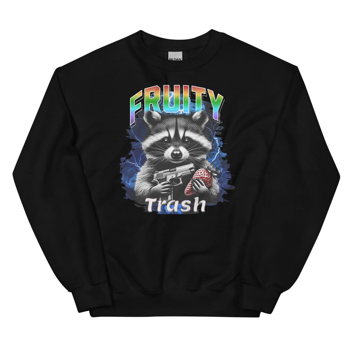 fruity lgbtq raccoon sweatshirt, black