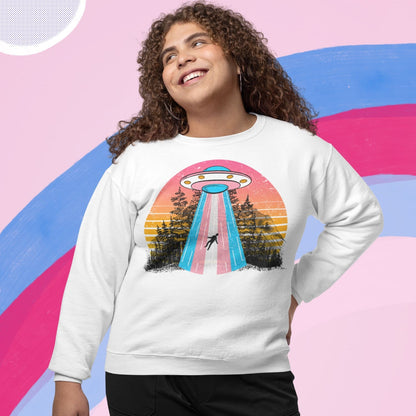 transgender sweatshirt, UFO abduction by aliens, in use