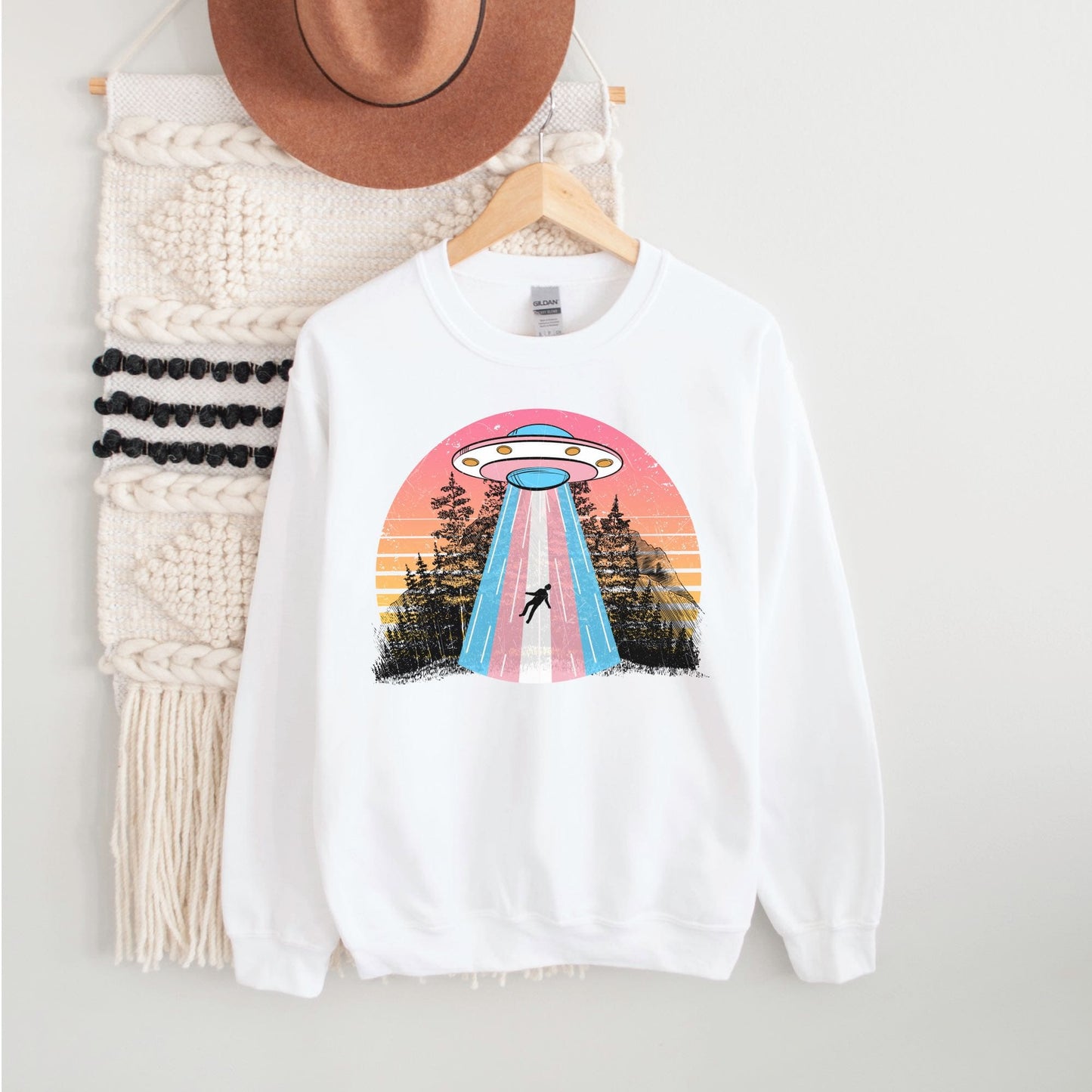 transgender sweatshirt, UFO abduction by aliens, hang