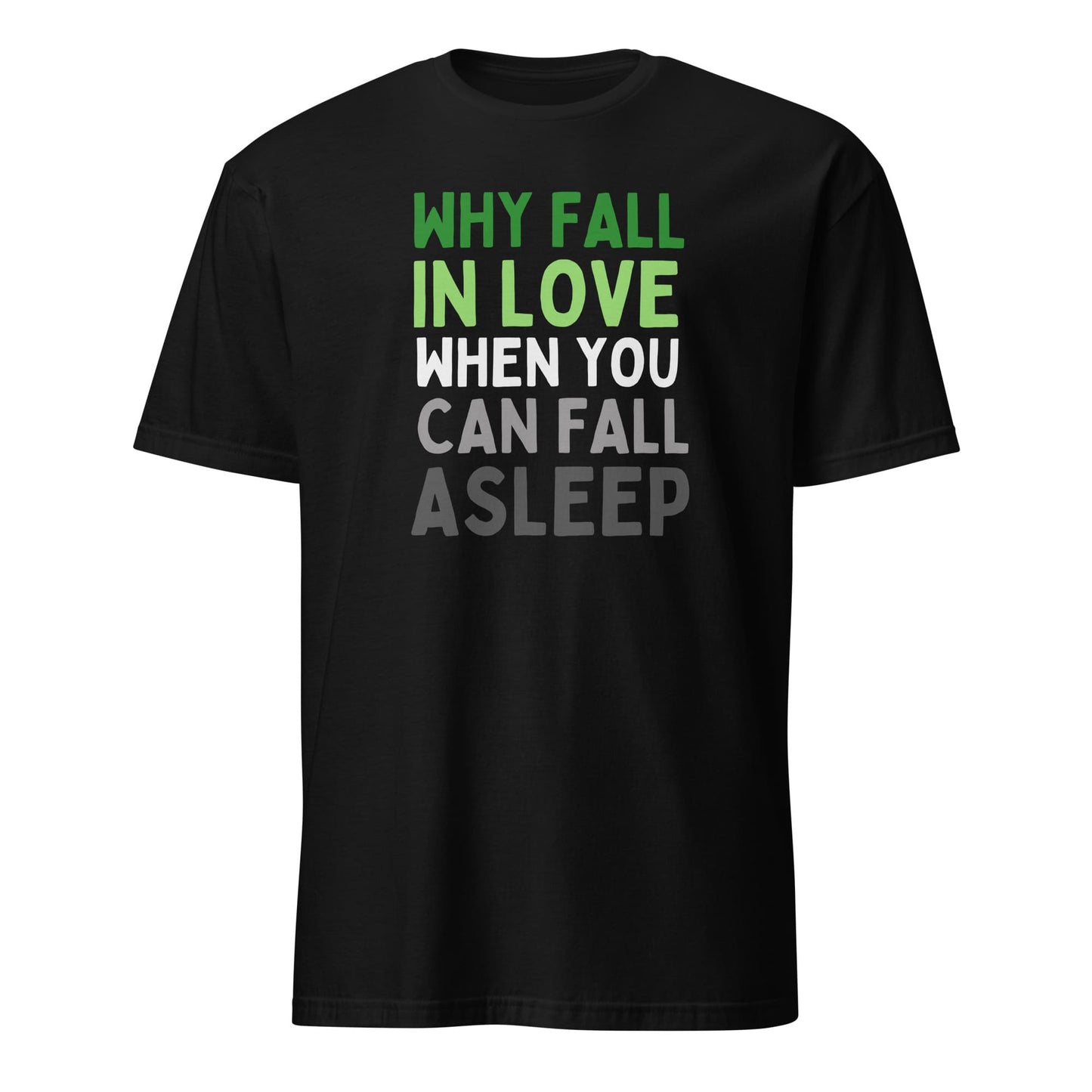 aromantic shirt, funny quote in aro pride colors, hang