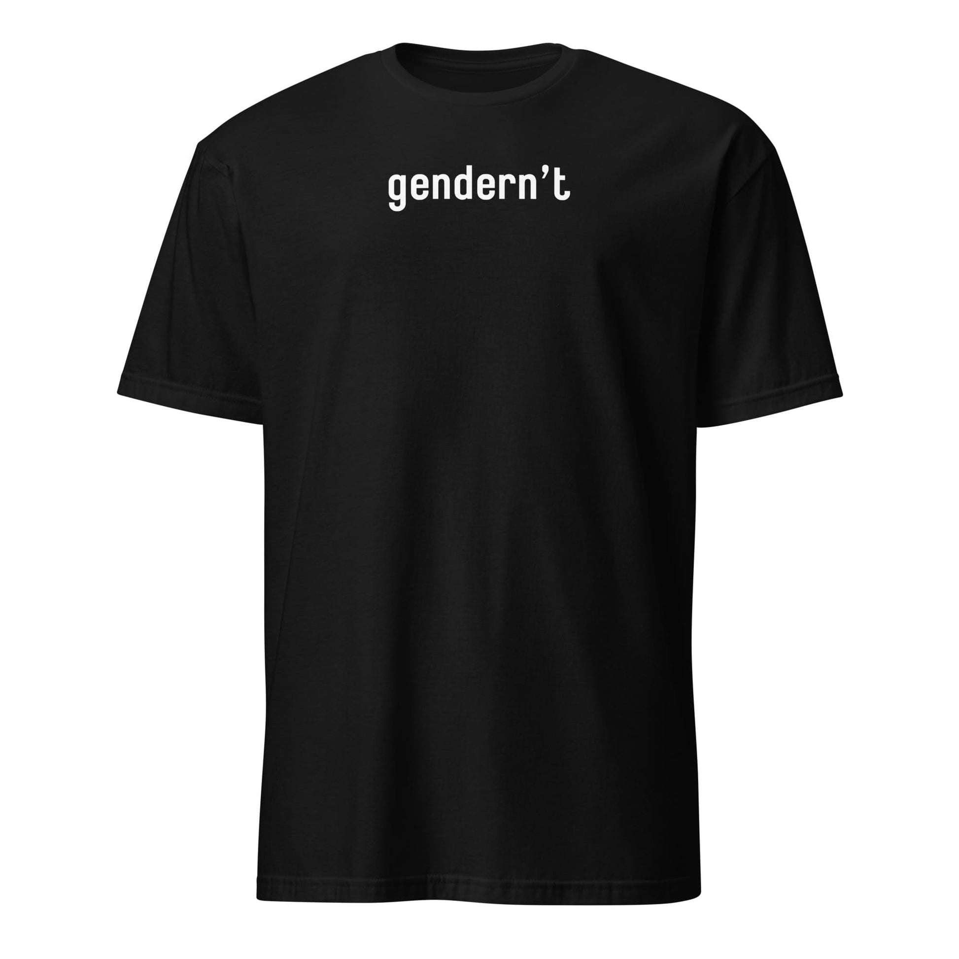 enby Black t-shirt with 'gendern't' text on a white background