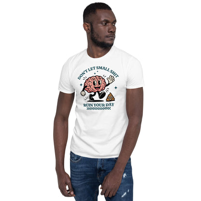 Man wearing a white t-shirt with a graphic design and text on a white background: Neurodivergent Positivity Shirt, Funny Mental Health Gift, Therapist Apparel, ADHD Autism Support Tee, Overthinking, Emotional Resilience