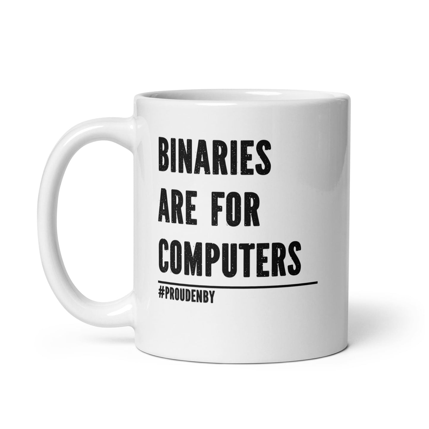 nonbinary mug, funny enby pride coffee or tea cup, left