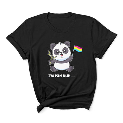 pansexual shirt, cute panda with pan pride flag, main