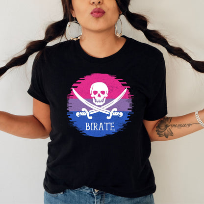 bisexual shirt, funny bi pride pirate, in use