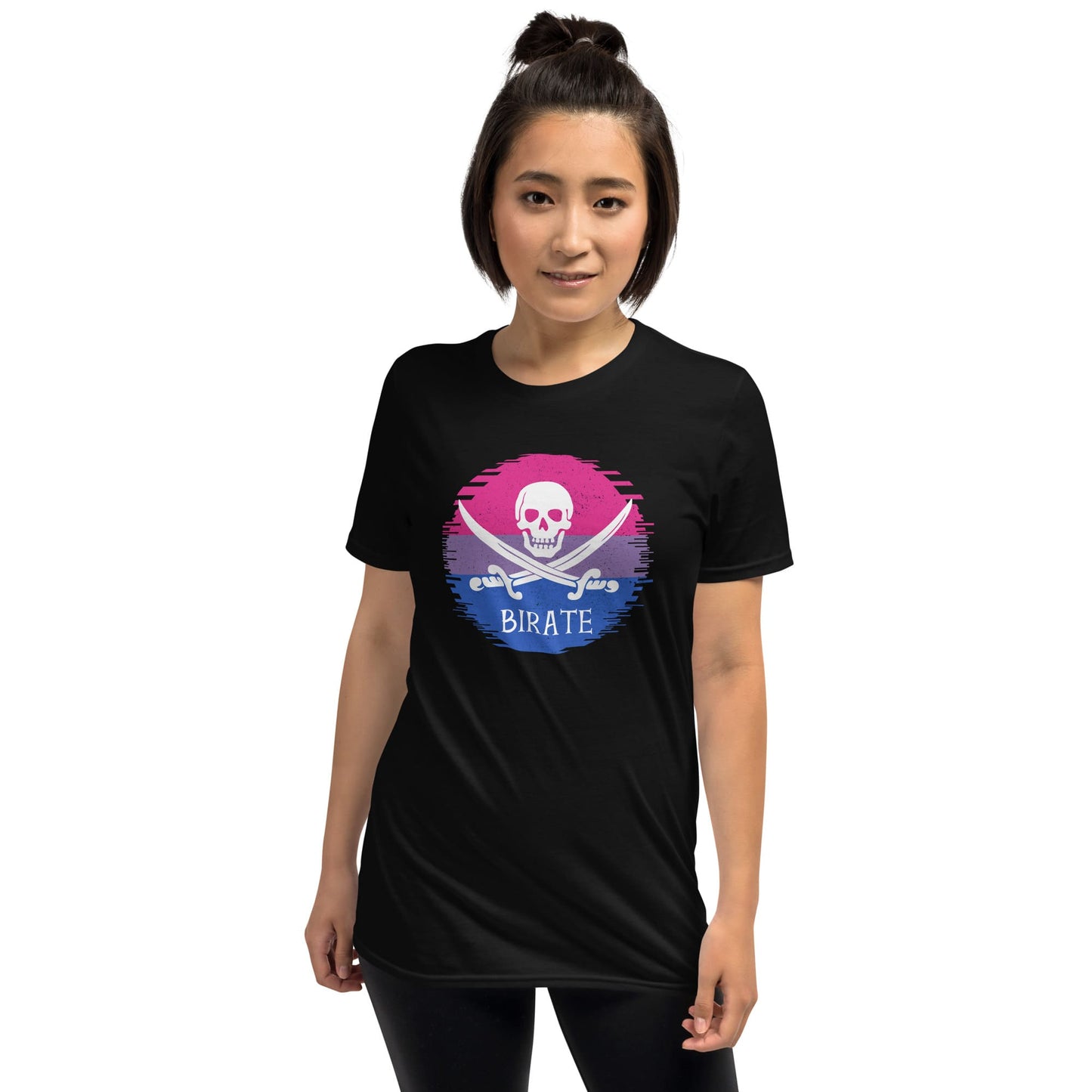 bisexual shirt, funny bi pride pirate, asian model