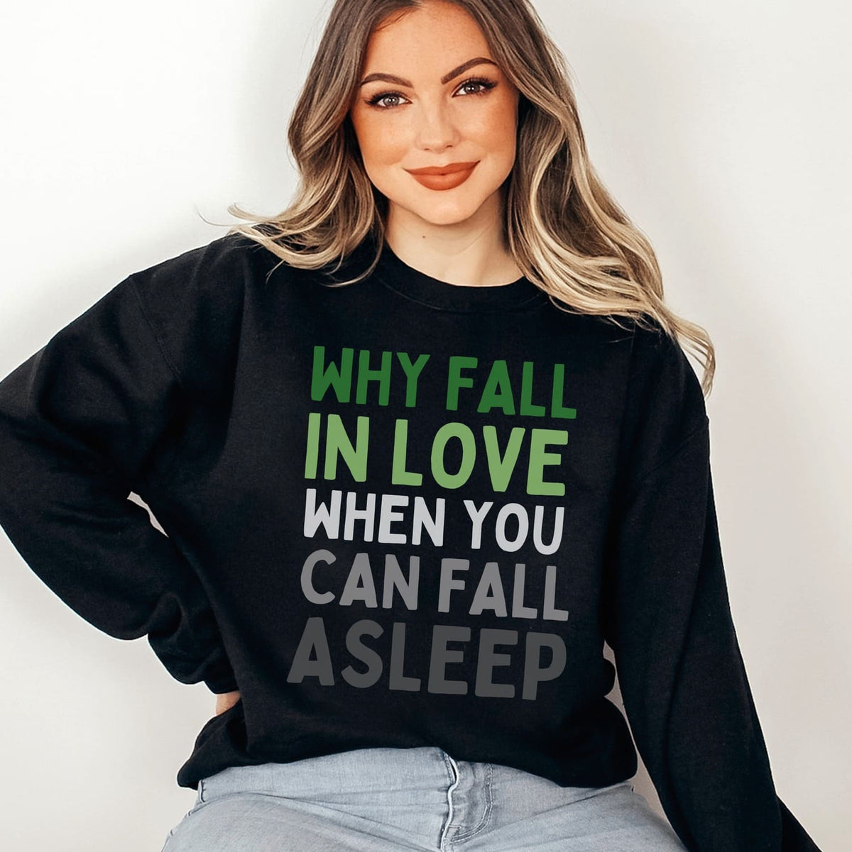 woman wearing aromantic sweater