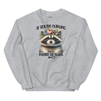 Gray funny autistic sweatshirt with a raccoon graphic and text on a white background