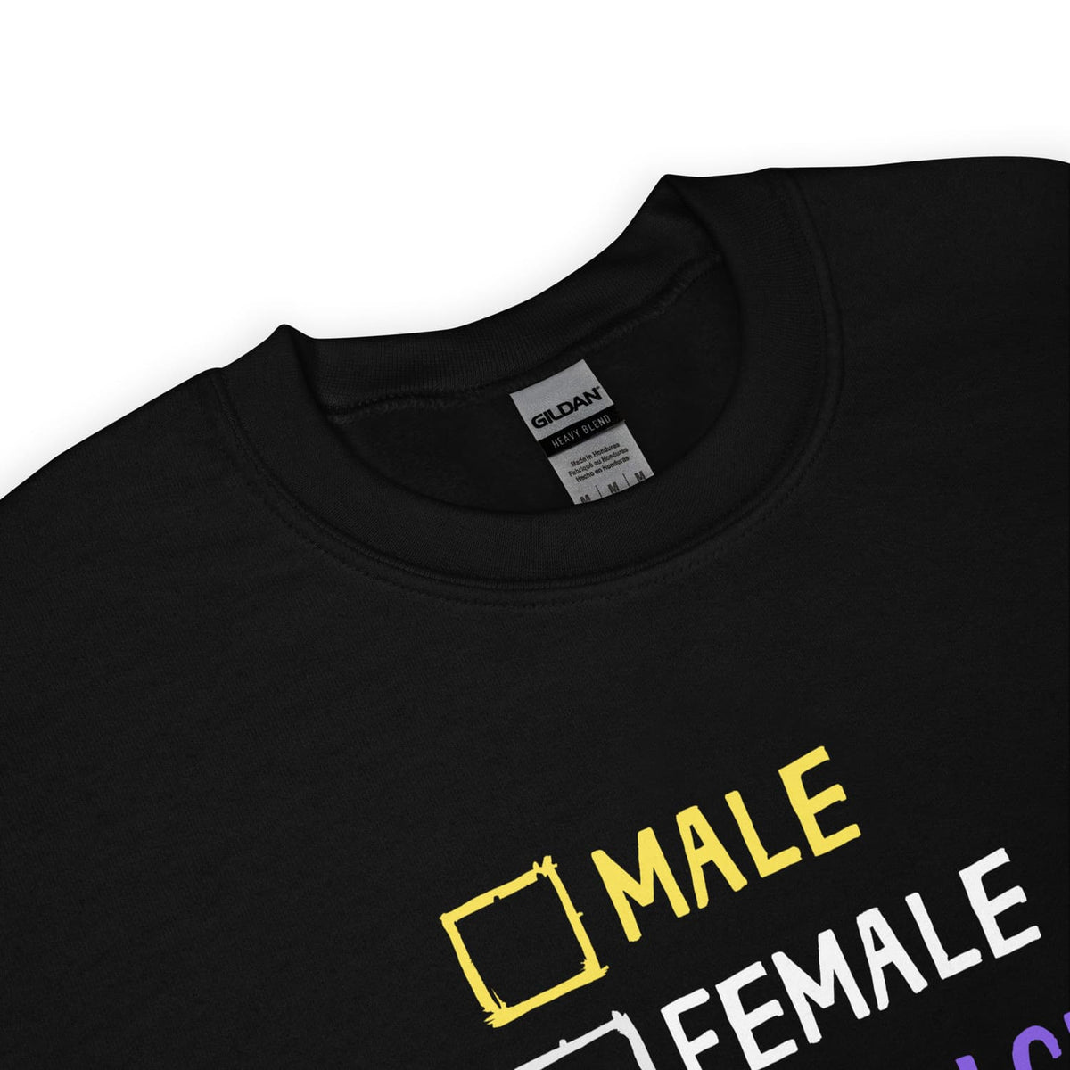 funny nonbinary sweatshirt detail