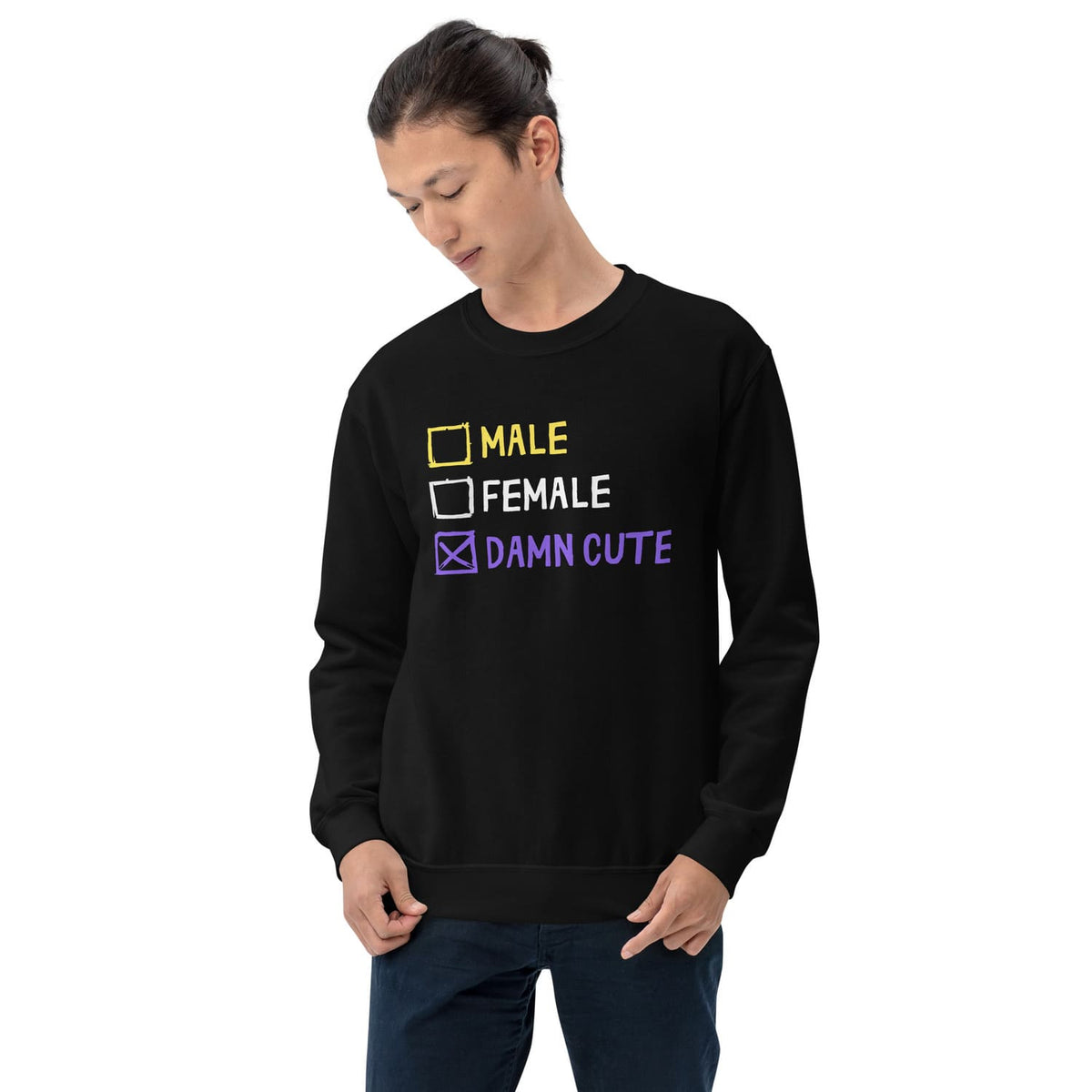 funny nonbinary sweatshirt model 2