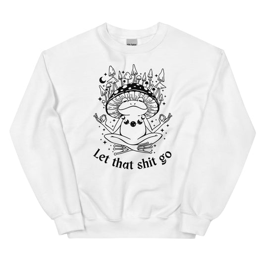 Funny mental health celestial frog sweatshirt, white