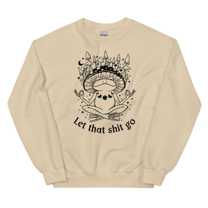 Funny mental health celestial frog sweatshirt, sand
