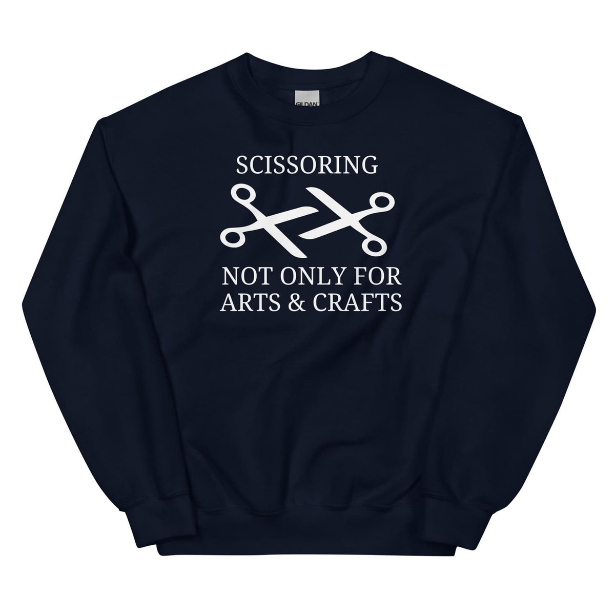 funny sapphic scissoring sweatshirt, navy