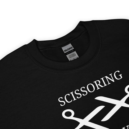 funny sapphic scissoring sweatshirt, detail
