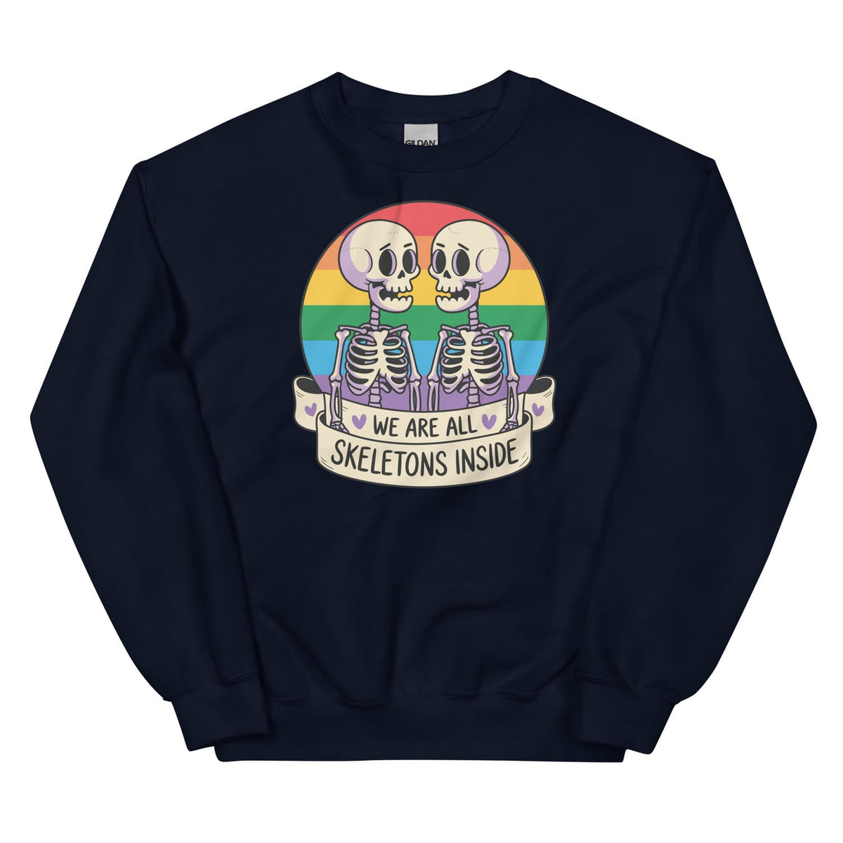 funny lgbtq skeletons sweatshirt, navy
