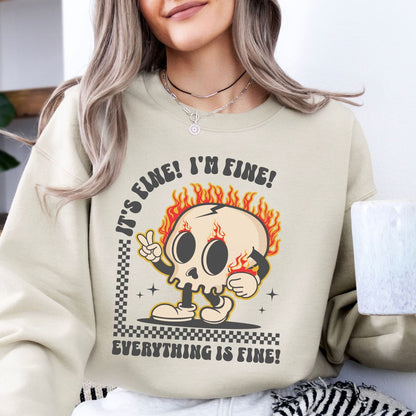 woman wearing sarcastic mental health sweatshirt