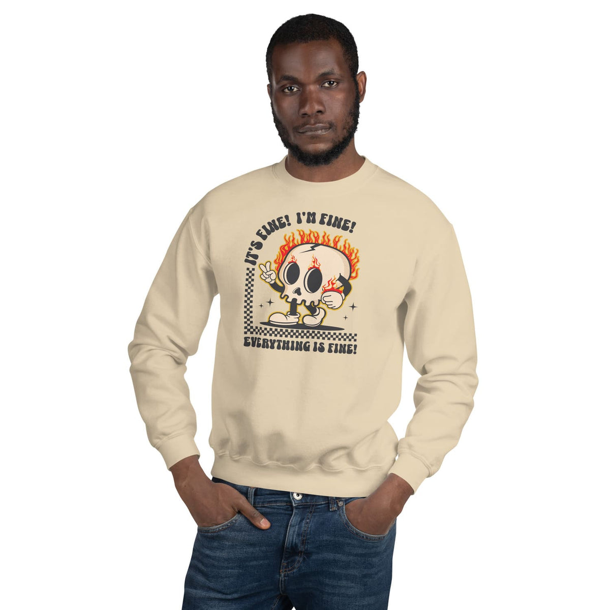 man wearing sarcastic mental health sweatshirt