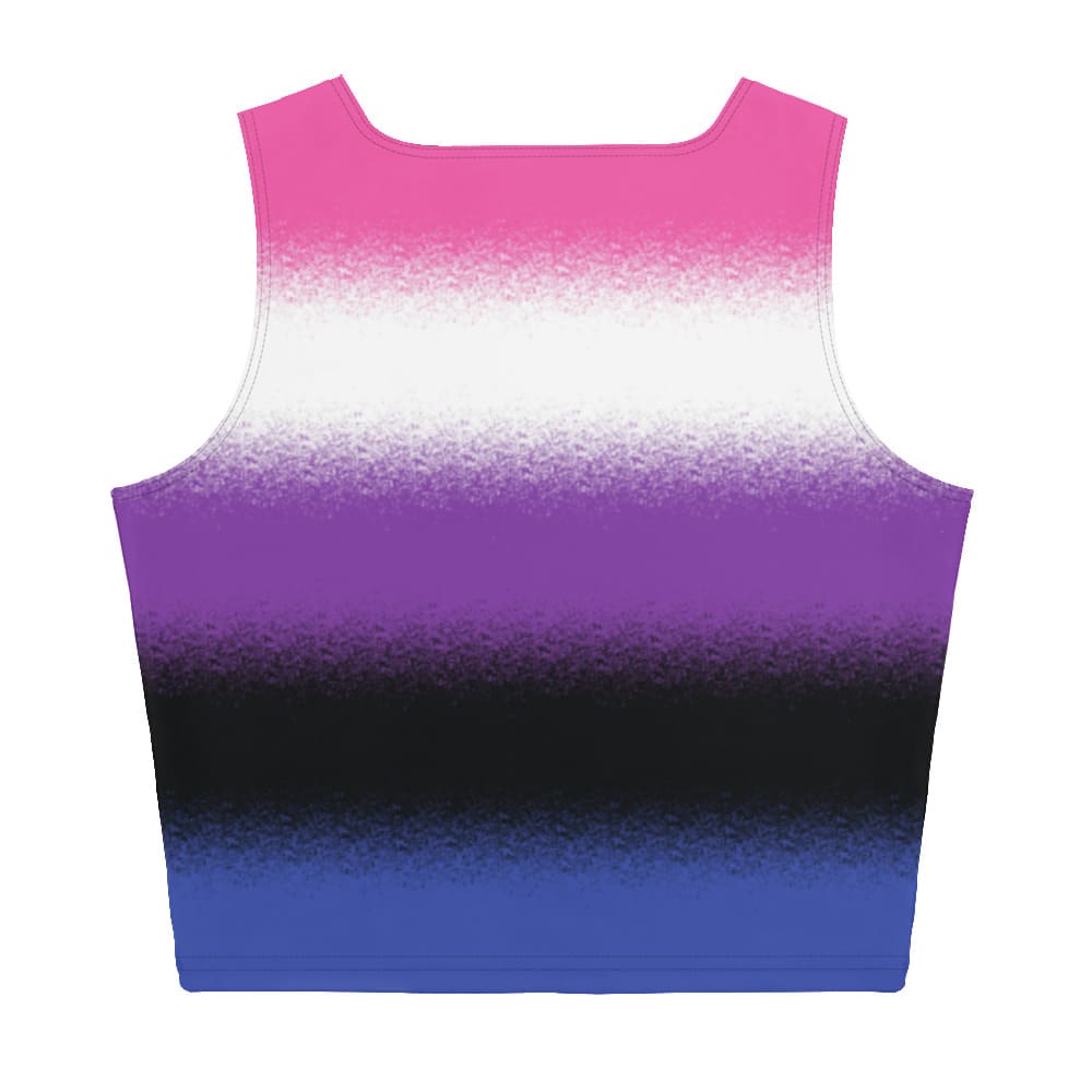 genderfluid crop top, gender fluid pride tank, flatlay back