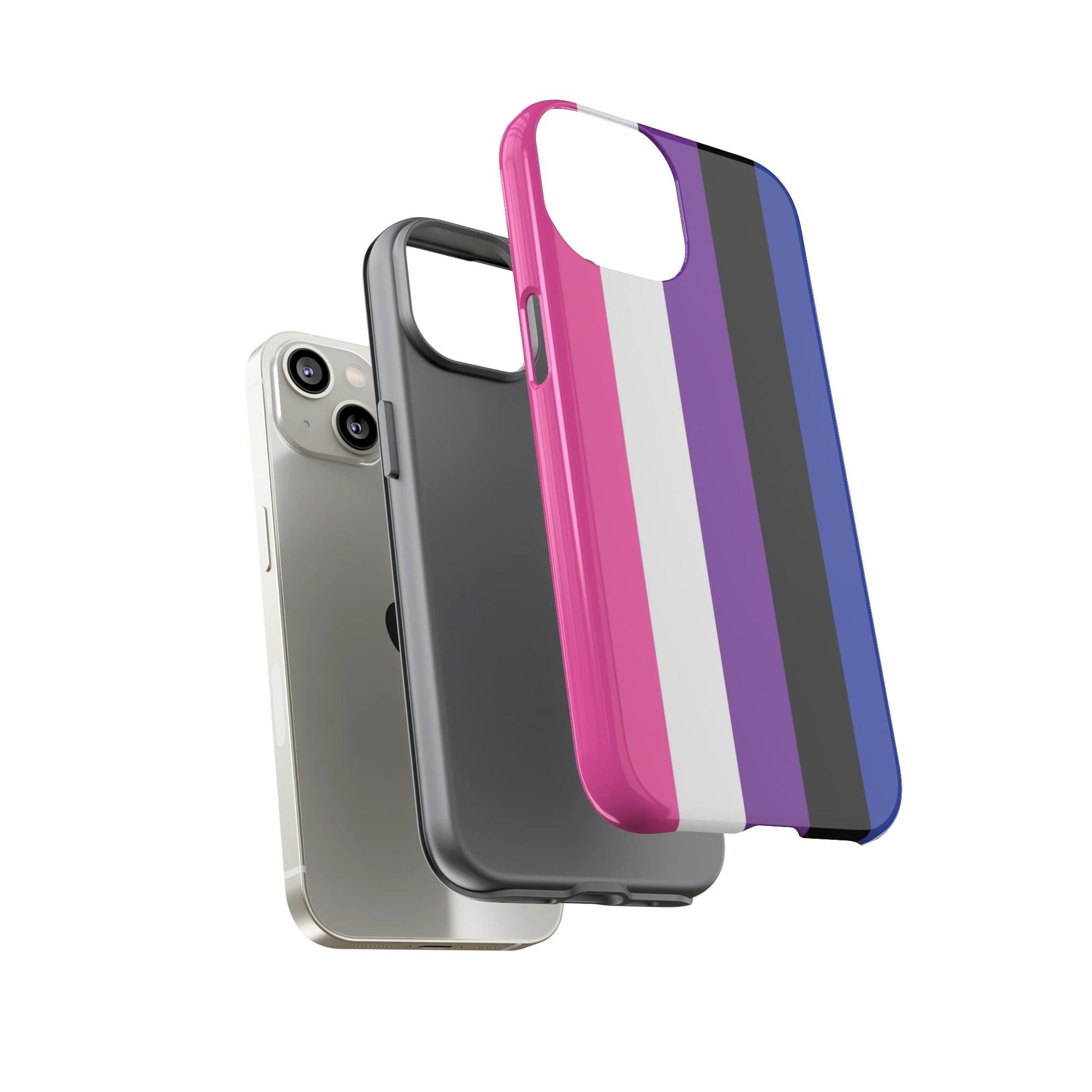 genderfluid flag phone case, layers