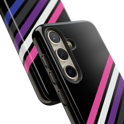 genderfluid phone case, subtle pride, close up