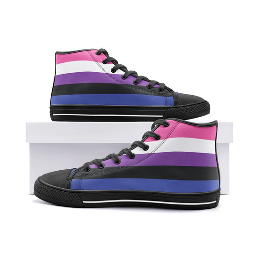 genderfluid shoes, gender fluid pride flag sneakers, black