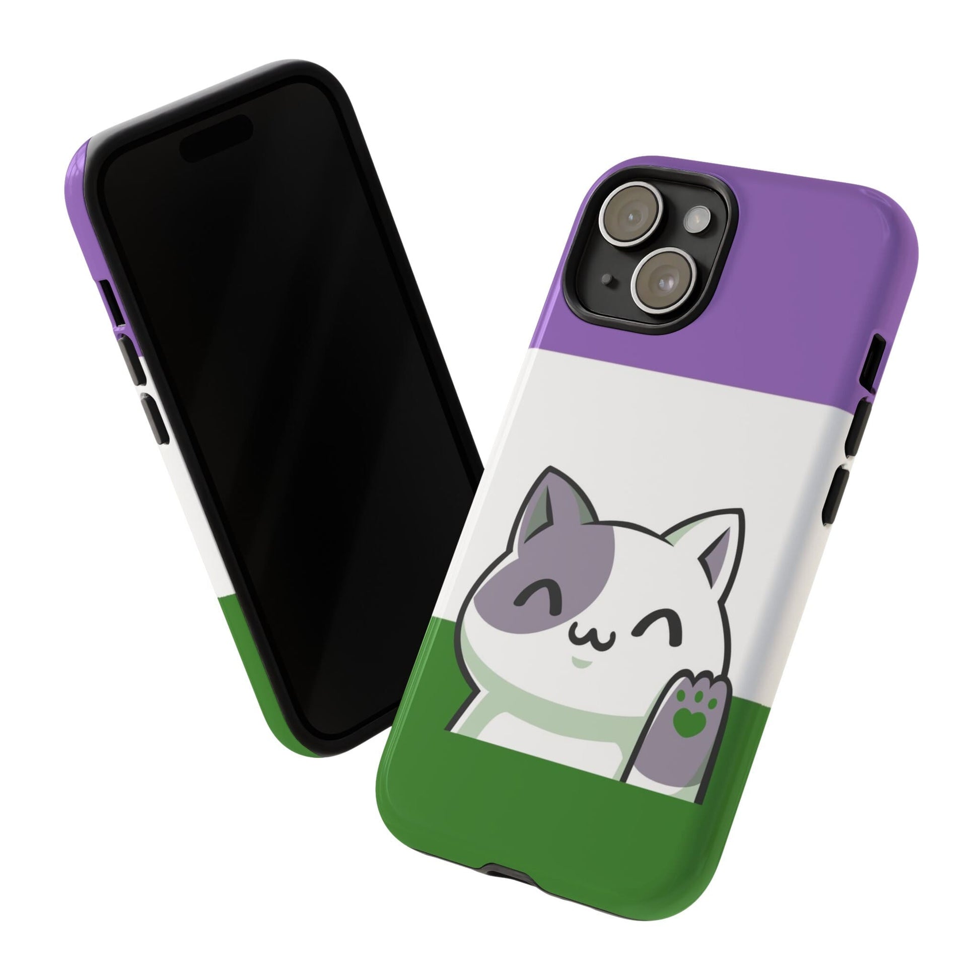 genderqueer phone case kawaii cat, tilt