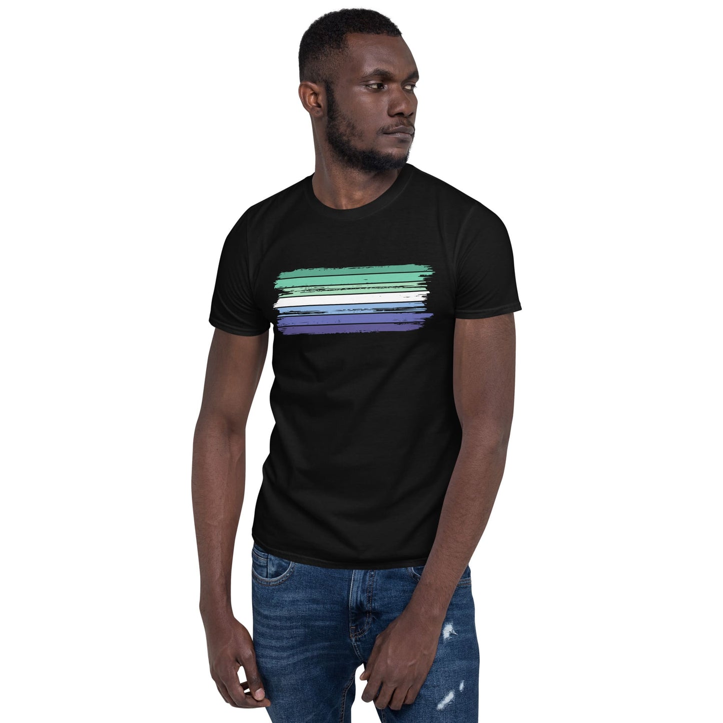 gay mlm shirt, grunge vincian flag tee, model