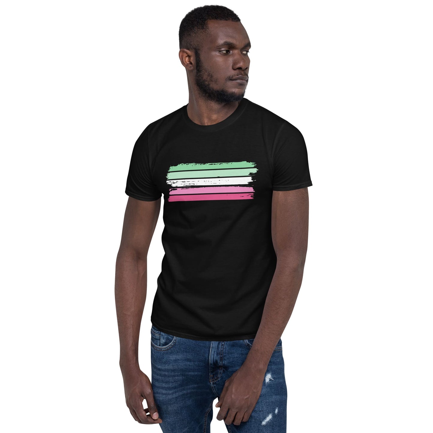 abrosexual shirt, grunge abro flag tee, model 1