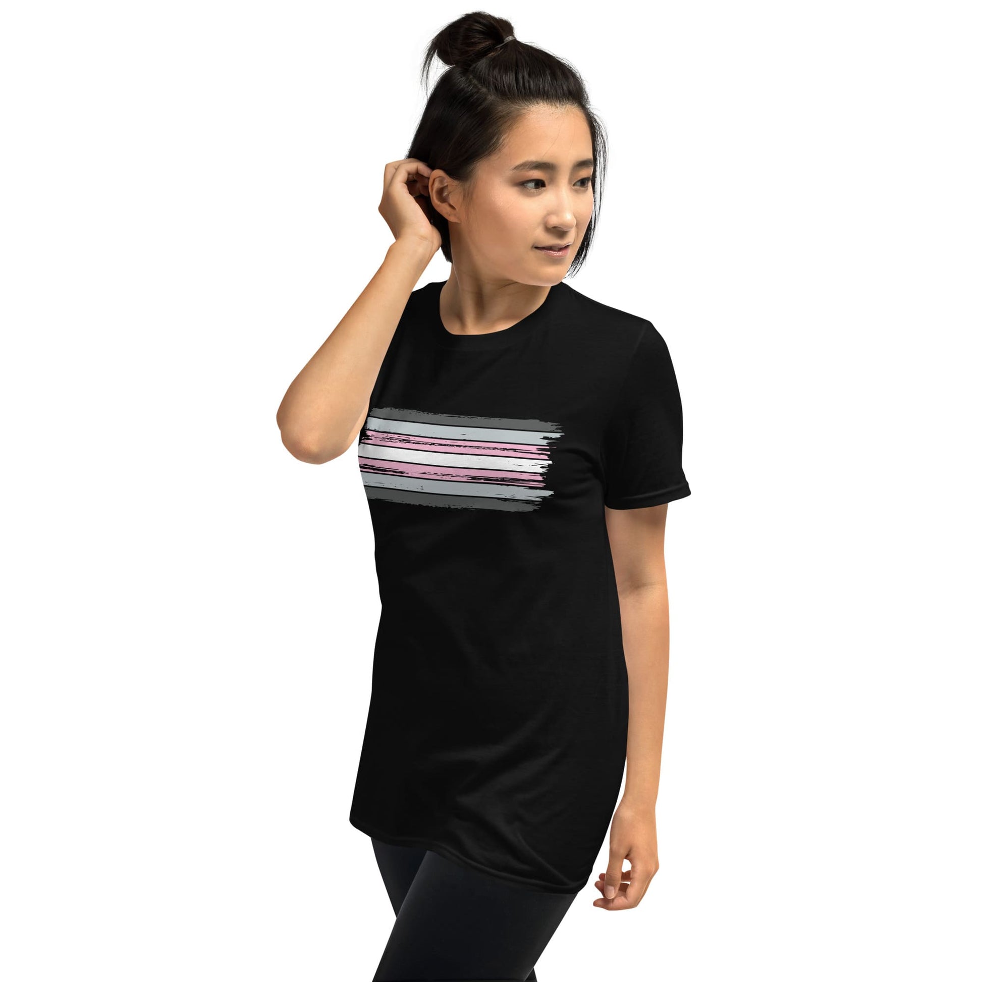 demigirl shirt, grunge demigender flag tee, model