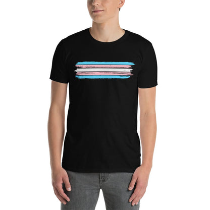 transgender shirt, grunge trans flag tee, model 2