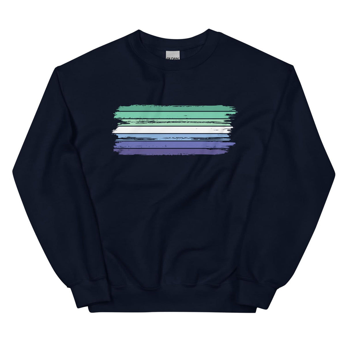 Navy blue MLM sweatshirt with a grunge vincian flag on a white background