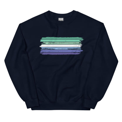 Navy blue MLM sweatshirt with a grunge vincian flag on a white background