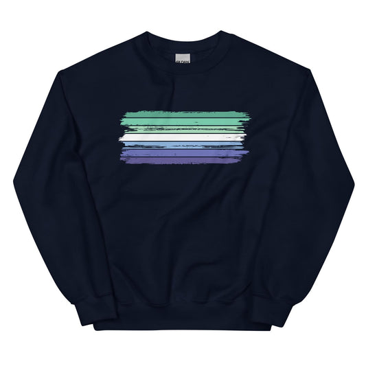 Navy blue MLM sweatshirt with a grunge vincian flag on a white background
