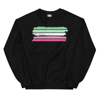 Black abrosexual sweatshirt with grunge flag on a white background