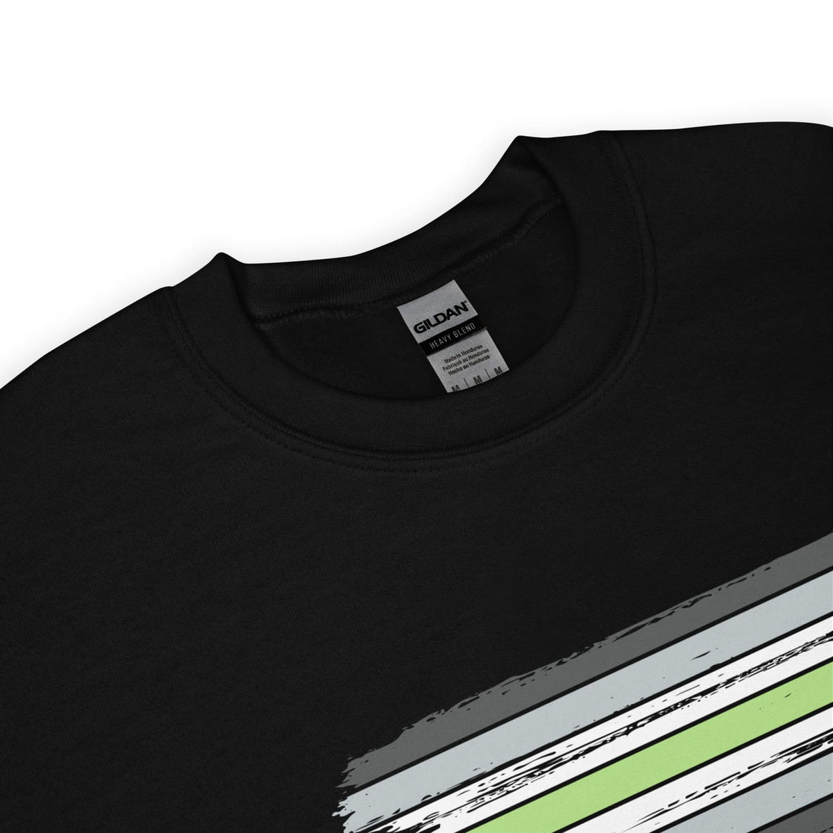 agender sweatshirt zoom with Gildan label on a white background