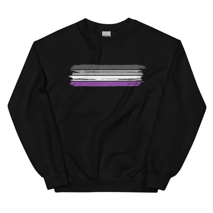 Black asexual sweatshirt with a sgrunge flag design on a white background
