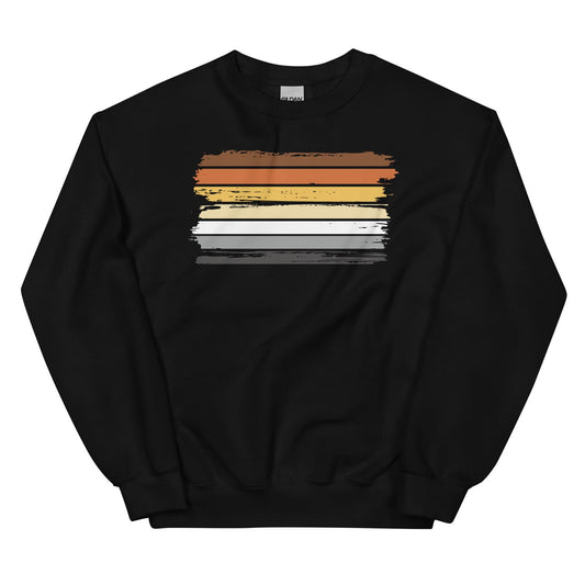Black bear pride sweatshirt with a grunge flag on a white background