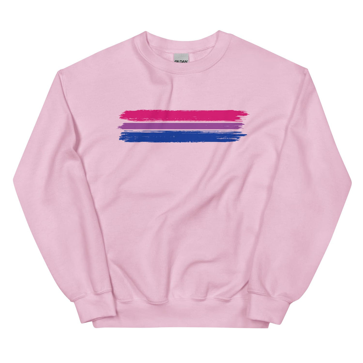 Pink bisexual sweatshirt with a grunge flag on a white background
