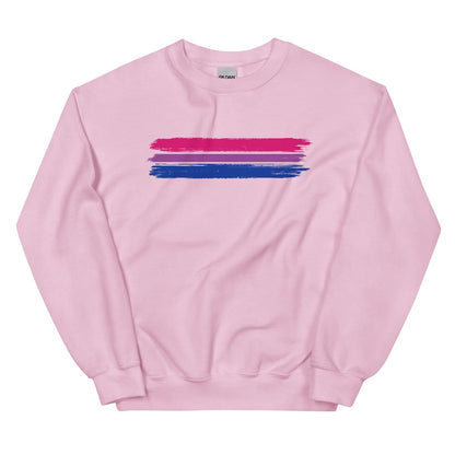 Pink bisexual sweatshirt with a grunge flag on a white background