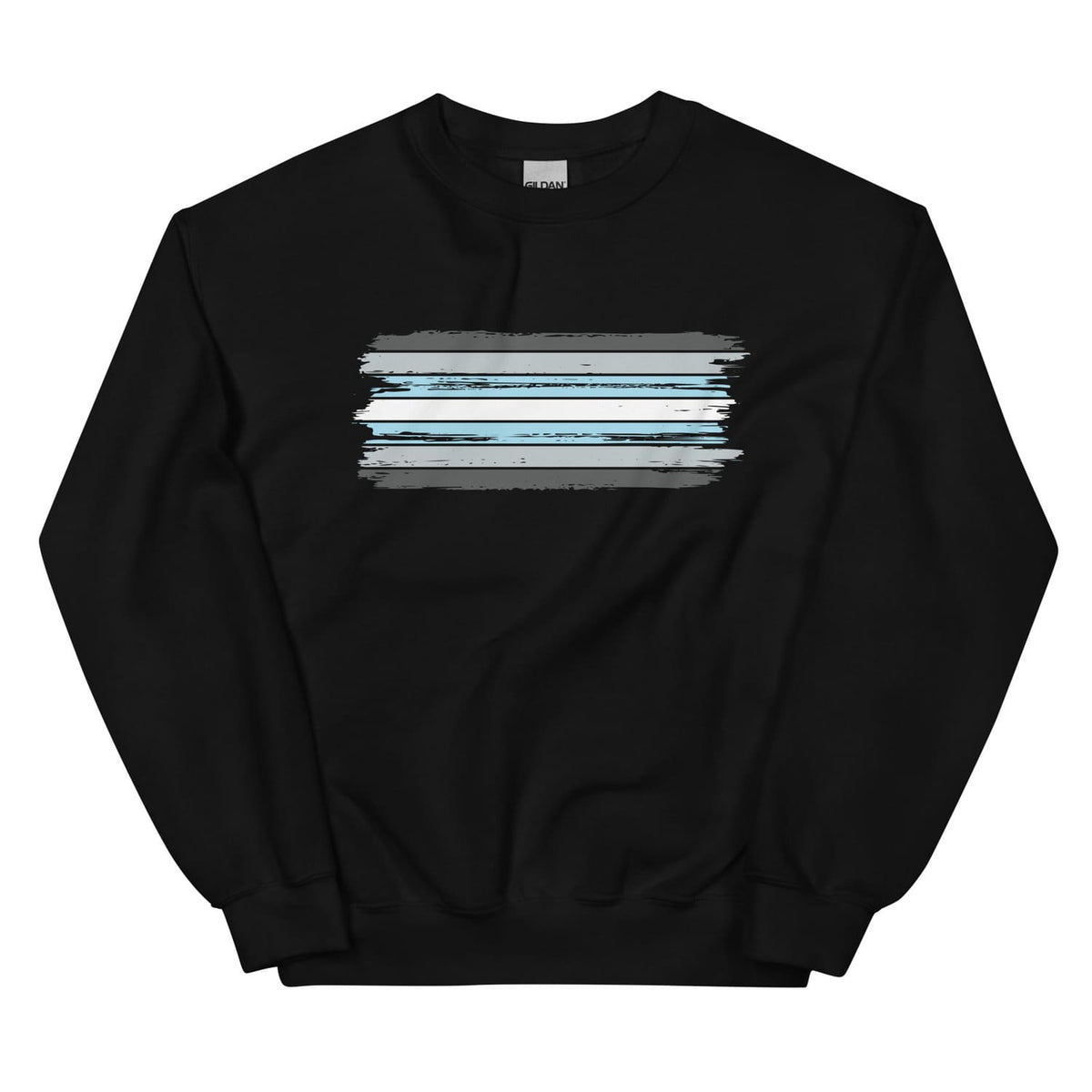 Black demiboy sweatshirt with abstract design on a white background