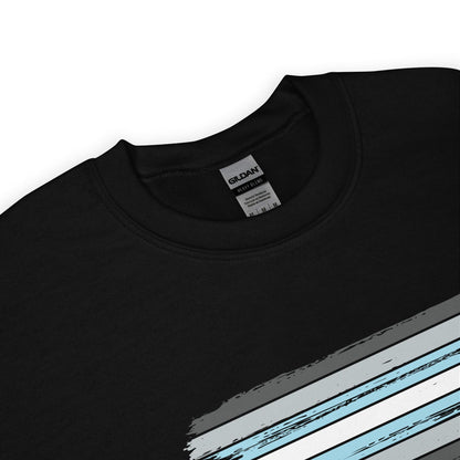 detail demiboy sweatshirt with Gildan label on a white background