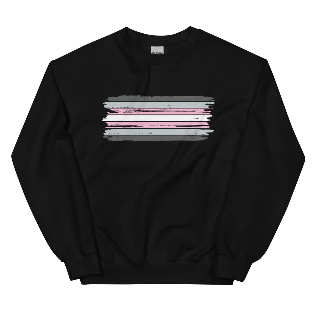 Black demigirl sweatshirt with abstract design on a white background