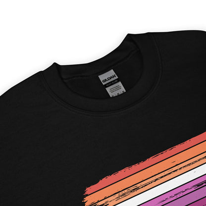 detail of lesbian sweatshirt with colorful stripes on a white background