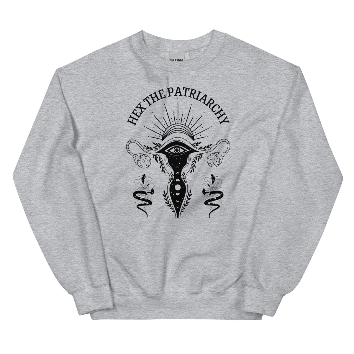 hex the patriarchy feminist sweatshirt, grey
