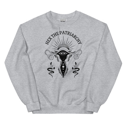 hex the patriarchy feminist sweatshirt, grey