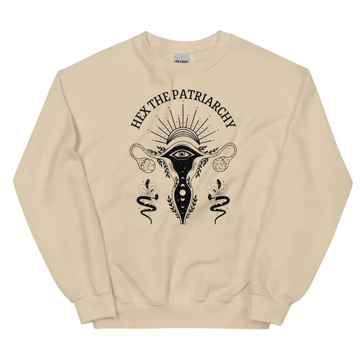 hex the patriarchy feminist sweatshirt, sand