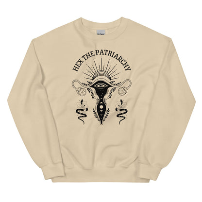 hex the patriarchy feminist sweatshirt, sand