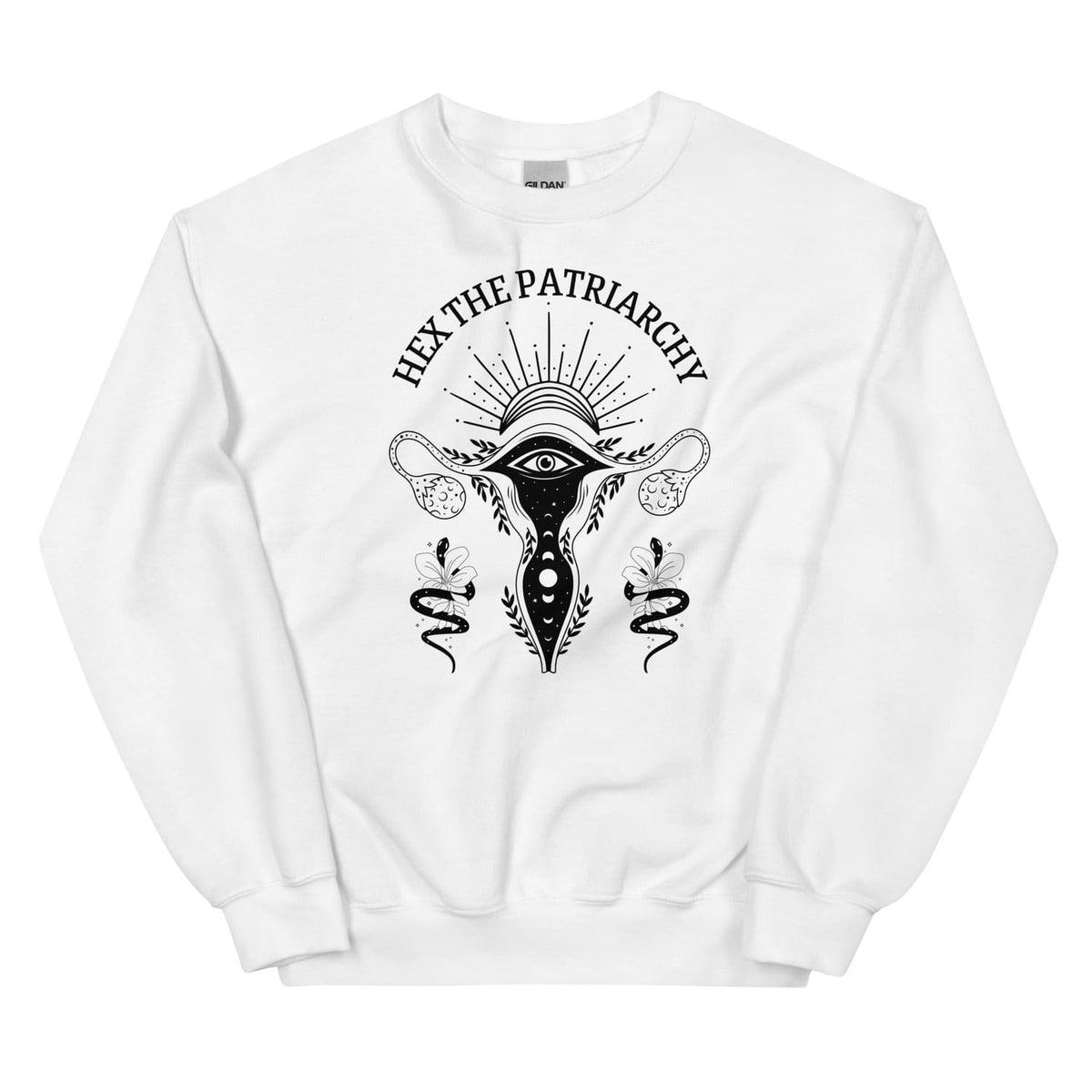 hex the patriarchy feminist sweatshirt, white